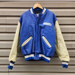 Vintage The Prudential De Long Varsity Leather Sleeves Jacket Mens Medium